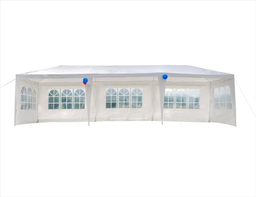 GOJOOASIS Wedding Party Tent 10x30 White Outdoor Canopy Tent Outdoor Gazebo (10' x 30' with 5 Walls)