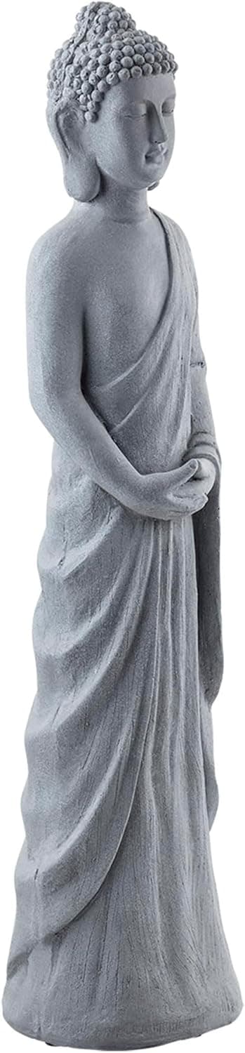 Alpine Corporation 32" Tall Cement Standing Buddha Outdoor Garden Statue, Gray