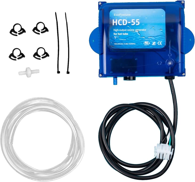 HCD-55 Spa Ozone Generator – Universal Hot Tub & Cold Plunge Ozonator, 200/300 mg/hr Output, Compatible with 120V/240V, Easy-to-Install Kit for Pools & Spas Up to 1500 Gallons