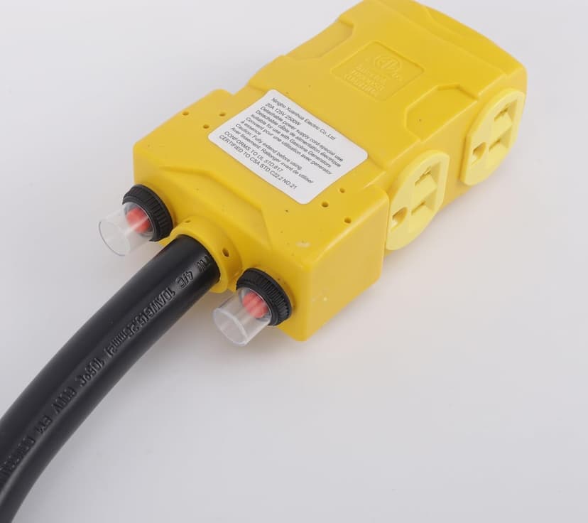 50Amp to 20 Amp 110V RV Distribution Adapter. 4 Prong NEMA 14-50P Male to 4*5-20R/5-15R Household Outlet Female with Circuit Breaker.RV Generator Adapter Cord 1.5FT.Yellow