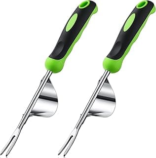 Hand Weeder Tool Garden Weeding Tool Gardening Weeder Tool with Ergonomic Handle, Stainless Steel Garden Lawn Farmland Transplant Gardening Plant Tool (Fulcrum, 2 Pieces)