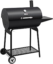 Royal Gourmet CC1830 30 Inch Barrel Charcoal Grill with Side Table, Outdoor BBQ Grill with 627 Sq. In. Cooking Space for Backyard, Patio and Parties, Black