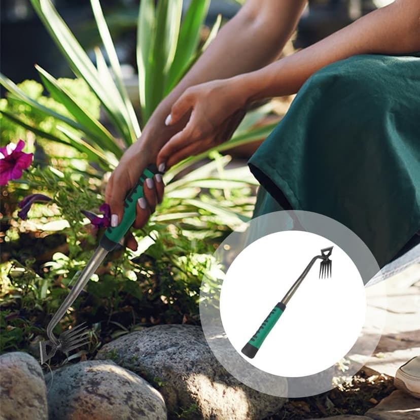 2024 New Weeding Artifact Uprooting Weeding Tool, Upgrade Gardening Hand Weeder Tools with Handle, Manual Multifunctional Weeders Gardening Tools for Yard and Garden (11 Tines)