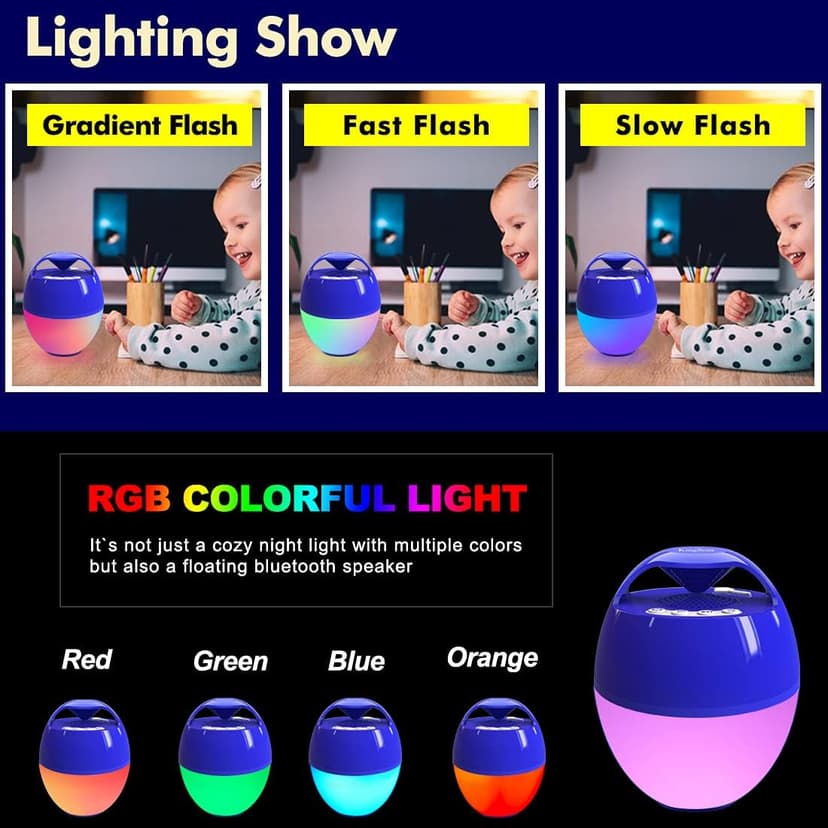 Bluetooth Pool & Hot Tub Speaker with Colorful Lights & 360 Surround Sound, IP68 Waterproof Floating Speaker, Up to 85ft Bluetooth Range