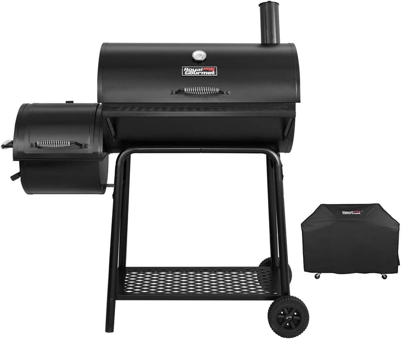 Royal Gourmet CC1830FC Charcoal Grill Offset Smoker (Grill + Cover), Black