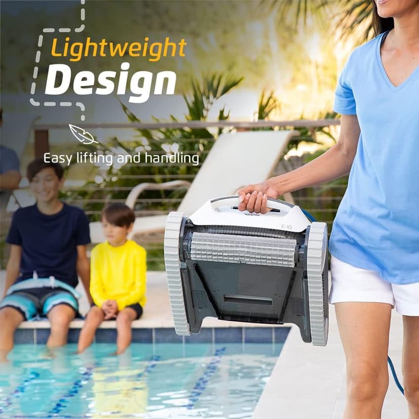 Dolphin (2024 Model) E10 Automatic Robotic Pool Vacuum Cleaner, Active Scrubber Brush, Top Load Filters Access, Ideal for Above-Ground Pools up to 30 FT in Length