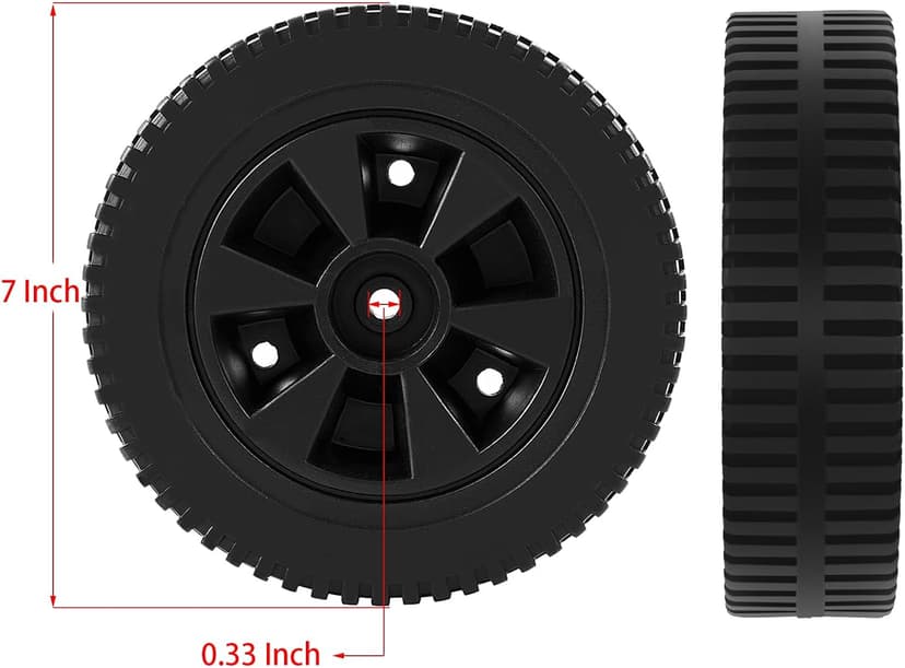 G437-0037-W1 Grill Wheels Replacement Parts for Charbroil Gas2coal 463344015 463436215 463347017 463343015 463376017 463432215 Kenmore 415.16123801 - Plastic Black 7 Inch BBQ Wheels 2PCS