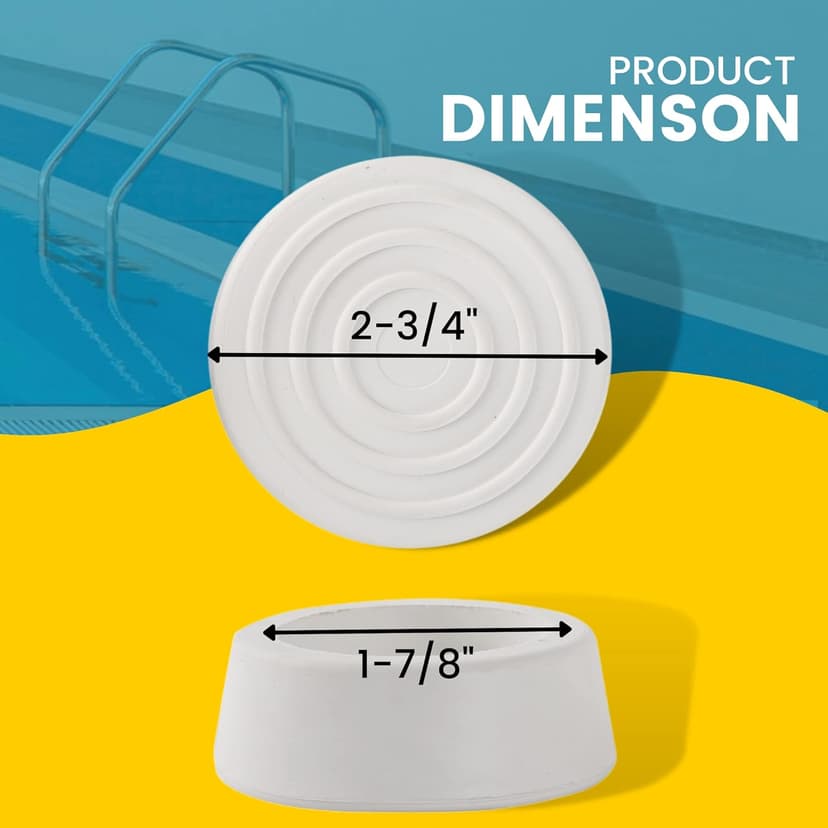 TonGass Outside Pool Ladder Bumpers for Inground Pools - 2-Pack White Rubber End Caps Fit 1.9" Standard Swimming Tubing - Bumper Caps for Step Ends