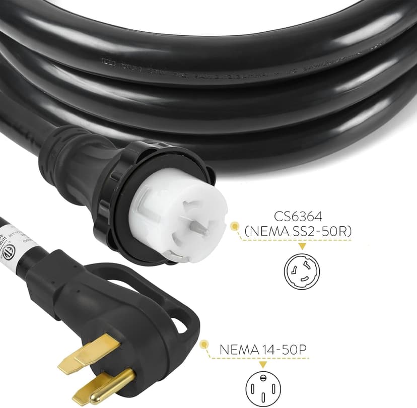 S7 50 Amp Generator Cord,13FT STW 6/3 + 8/1 14-50P to SS2-50R Twist Lock,Heavy Duty Cord with Organizer Lock Connectors