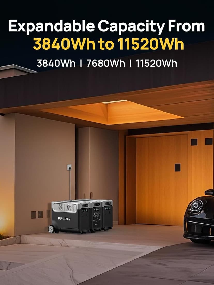 AFERIY 3840Wh Portable Power Station,120V AC Outlets x 5,2.5H Fast Charge,3600W LiFePO4 Battery Power Station,Solar Generator for Home Use,Outdoor Camping,Power Outage,Camping,RV,Emergencies