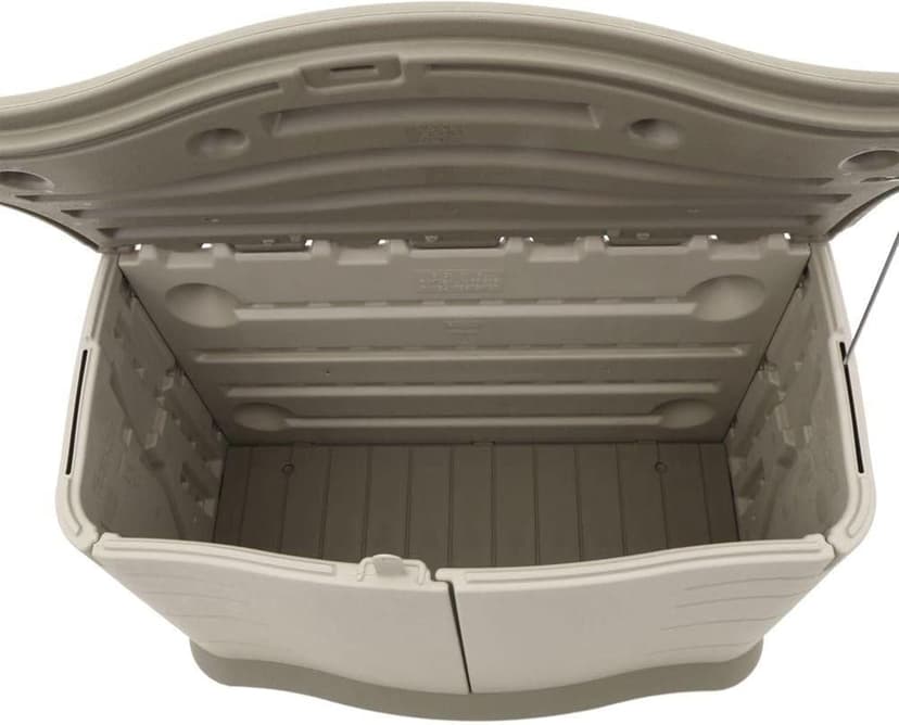 Rubbermaid Small Horizontal Resin Outdoor Storage Shed With Floor (4.5 x 3 Ft) Weather Resistant, Beige/Brown, Organization for Home/Backyard/Pool Chemicals/Toys/Garden Tools/Porch/Patio Cushions