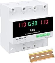 63A 110V Automatic/Manual Transfer Switch, Dual Power Selector with LED Display, L1 Priority, DIN Rail Mount,50/60Hz CE Certified ATS for Generator and Backup Power