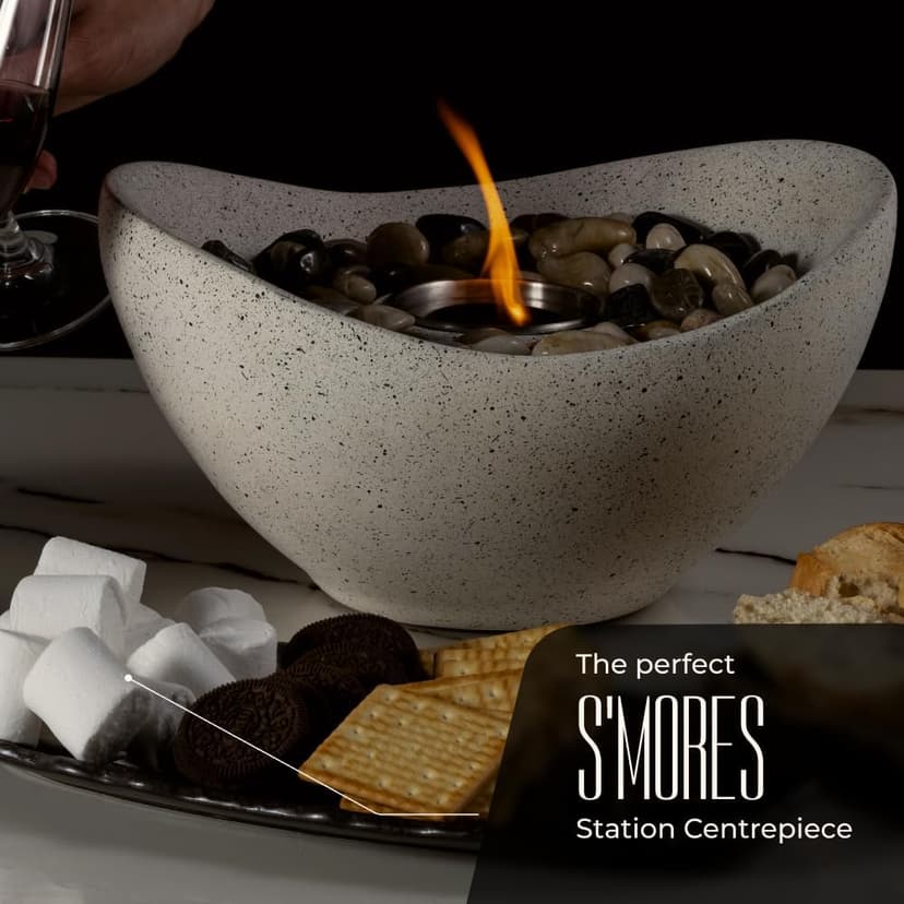Concrete Tabletop Fire Pit, Portable Indoor Fireplace and Smores Maker, Suitable for Indoor and Outdoor Use