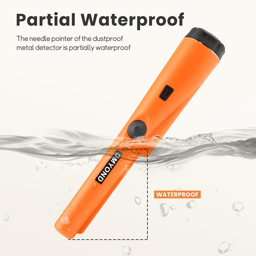 Dmyond Metal Detector Pinpointer, Professional Waterproof Handheld Pin Pointer Wand, Search Treasure Pinpointing Finder Probe with 9V Battery for Adults, Kids