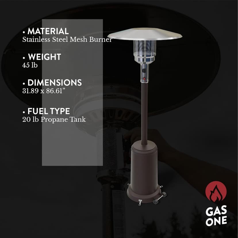 GasOne PH-8000 Outdoor Heaters for Patio – 50,000 BTU Propane Heater Outdoor for Backyard, Terraces, Home Garden – Heavy Duty Gas Powered Outdoor Patio Heater Portable Propane Heater with Wheels