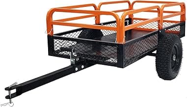 ATV Trailer Steel Dump Cart, 1500 Pounds 15 Cubic Feet Utility Trailer Yard Garden Trailer with Heavy Duty Tow Behind Carts and Removable Sides for Tractors, ATV, UTV, Lawn Mowers