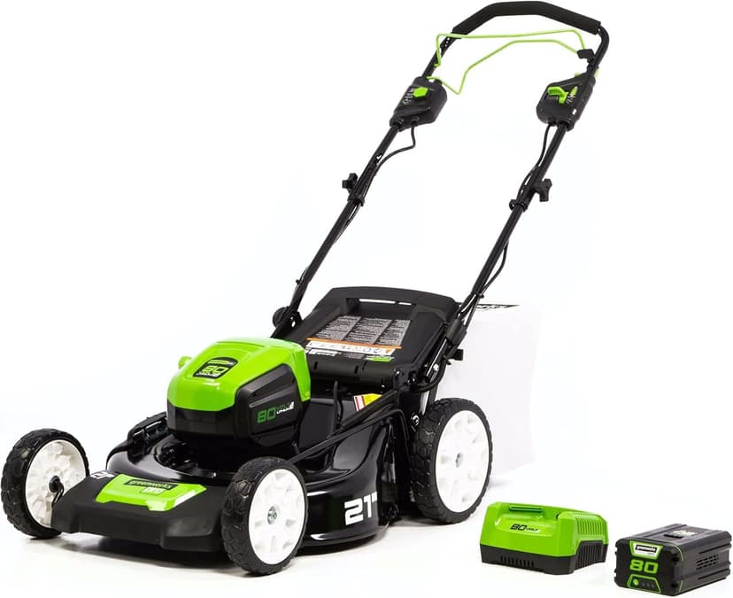 Greenworks 80V 21" Brushless Cordless (Self-Propelled) Lawn Mower (75+ Compatible Tools), 4.0Ah Battery and 60 Minute Rapid Charger Included