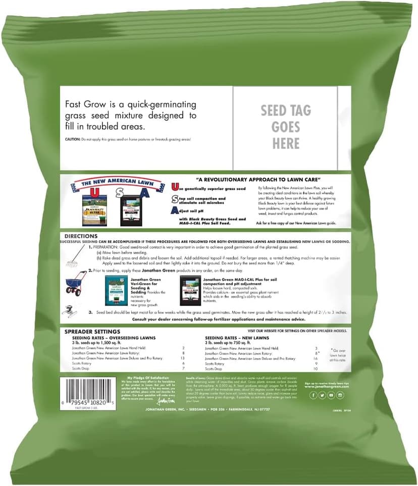 Jonathan Green (10820) Fast Grow Grass Seed - Cool Season Lawn Seed (3 lb)