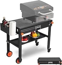 Portable Outdoor Grill Table, Folding Grill Cart Solid and Sturdy, Blackstone Griddle Stand Large Space, Blackstone Table with Paper Towel Holder, Grill Stand for Blackstone Griddle, Ninja Grills etc