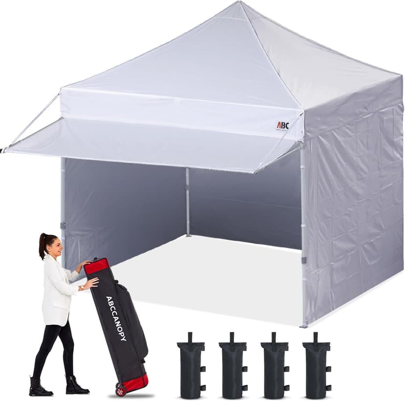 ABCCANOPY Pop up Canopy Tent with Awning and Sidewalls 10x10 Market -Series, White