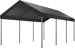 Shintenchi 10x20ft Heavy Duty Carport with UV Resistant Canopy, Powder-Coated Steel Frame, Easy to Assemble Portable Garage, Stable Carport for Car, Bike, Camp, Outdoor Storage (Grey)