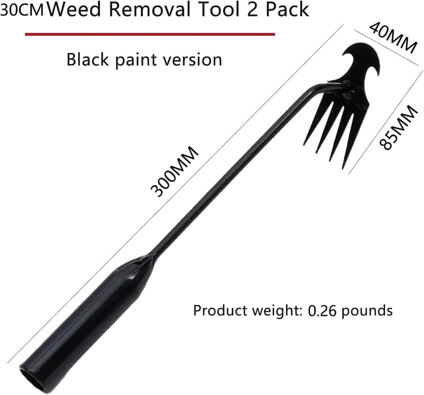 Weeding Artifact Uprooting Weeding Tool, 2025 New 4 Teeths Dual Purpose Manual Weeders Tool with Long Handle, Durable Manganese Steel Weeding Claw Uprooting Tool for Lawn and Garden (Black, 2 Pack)
