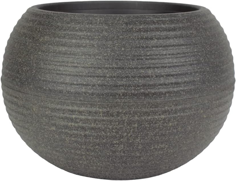 The HC Companies 8 Inch Atlas Sphere Planter - Lightweight Decorative Round Indoor Outdoor Plastic Plant Pot for Herbs and Flowers, Brown