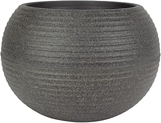 The HC Companies 8 Inch Atlas Sphere Planter - Lightweight Decorative Round Indoor Outdoor Plastic Plant Pot for Herbs and Flowers, Brown