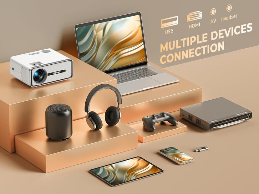 Mini Projector with WiFi and Bluetooth, 450ANSI 1080P FHD Home Movie Projector, Portable Outdoor Projector with 250" Display+Zoom, Compatible w/Phone//Laptop/TV Stick-Indoor&Outdoor