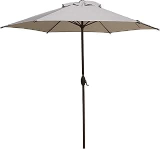 Abba Patio 9ft Patio Umbrella Outdoor Umbrella Patio Market Table Umbrella with Push Button Tilt and Crank for Garden, Lawn, Deck, Backyard & Pool, Beige