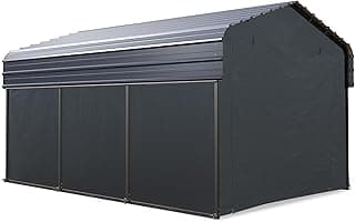 10 x 15 ft Metal Carport Kits with Galvanized Steel Roof & Removable Sidewalls, Heavy Duty Metal Carport Canopy, Outdoor Car Tent Metal Garage Shelter for Car, SUV, Truck and Boats, Gray