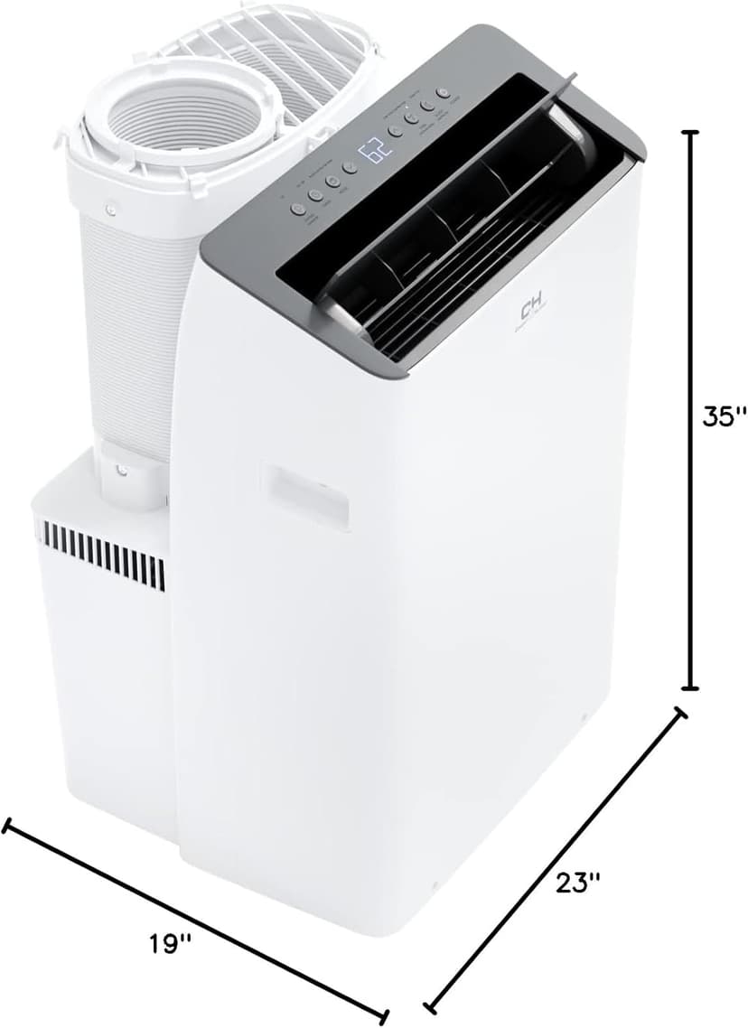 Cooper&Hunter 14,000 BTU (12,000 BTU SACC) Inverter Portable Air Conditioner with Heat Pump with Dual Hose, Dehumidifier, and Fan For Areas Up To 550 Sq. Ft, with Remote Control & Window Kit