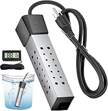 Immersion Water Heater,Pool Heater for Inflatable Pool, Portable Hot Tub Heater with Stainless Steel Protection Guard and LCD Digital Thermometer,Heat Water Fast in Small Pool,Bucket and Bathtub.
