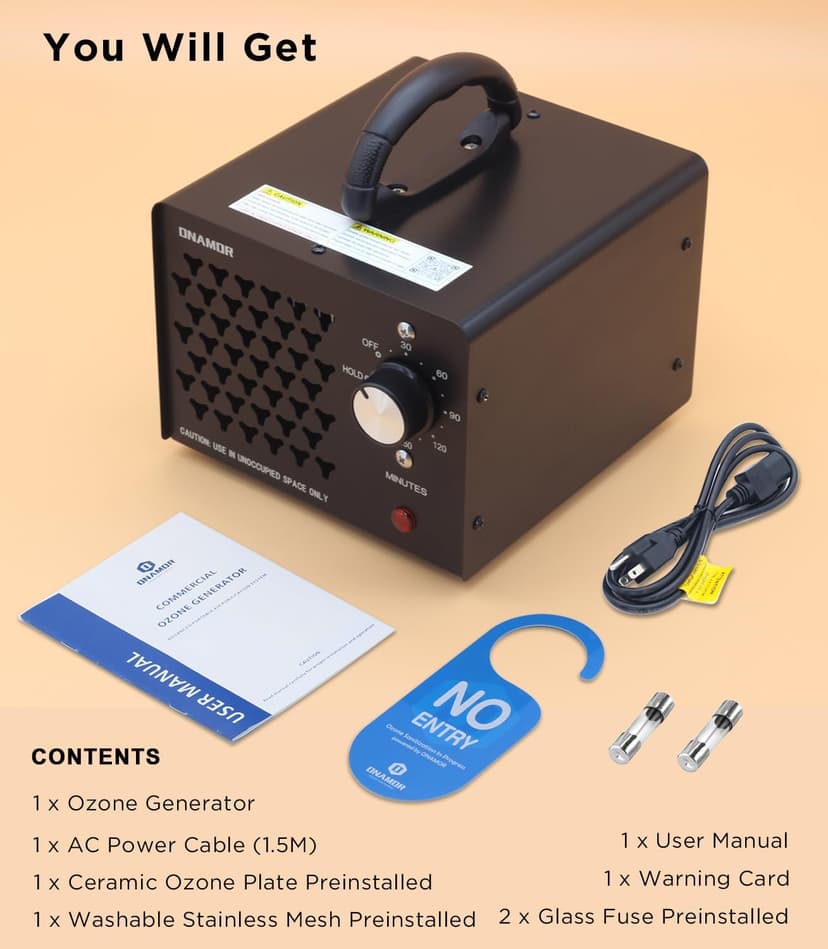 ONAMOR Ozone Generator Odor Eliminator 70000mg, High Capacity Ozone Machine Odor Removal Up to 6000 Sq.Ft, Ionizer Ozonator for Smoke, Car, Basement And Pet Room, Black