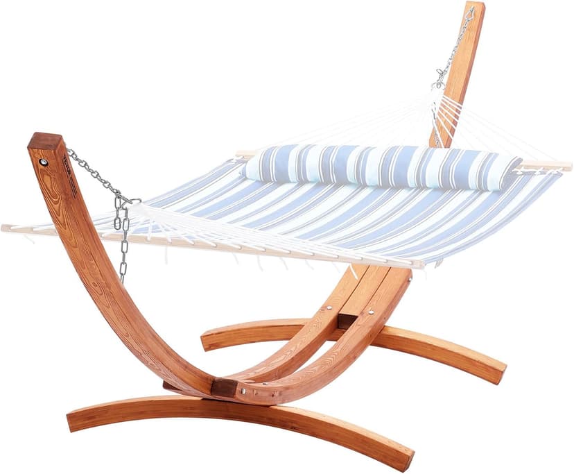 VEVOR Wooden Hammock Stand, 475 lbs Capacity Universal 2 Person Hammock Frame Fits 9-13 ft Hammocks, Larch Wood Arc Adjustable Stand for Hammock with Chain and Carabiner, for Outdoor and Indoor