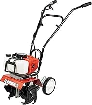 Garden Tiller Cultivator,52CC 2-Stroke Gas Powered Engine Rototiller Garden Tool with Widened Mud Flap Cordless with Long Handle Strong Power Garden Cultivator for Plowing Turning Soil Ditching