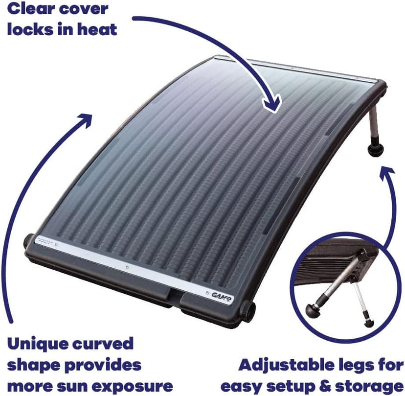 GAME 4721-BB SolarPRO Curve Solar Pool Heater, Made for Intex & Bestway Above-Ground and Inground Pools, Includes Intex Adapters, 2 Hoses & Clamps