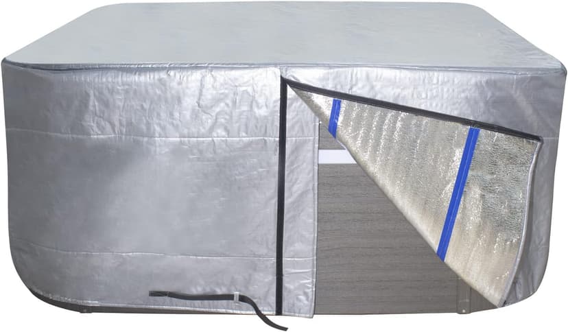 UCEDER Hot Tub Cover with Insulation170G Polyethylene Spa Cover Waterproof and UV Protection Hot Tub Sun Shield(76"x76"x35",Silver)