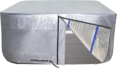 UCEDER Hot Tub Cover with Insulation170G Polyethylene Spa Cover Waterproof and UV Protection Hot Tub Sun Shield(76"x76"x35",Silver)