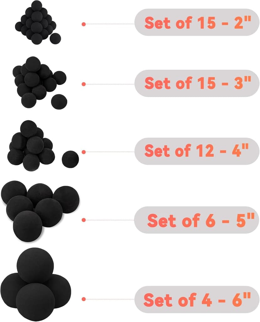Skyflame 2-Inch Ceramic Fire Balls, 25PCS Round Fire Pit Balls for Indoor and Outdoor Fire Bowl Fireplace DIY Accessory, Black
