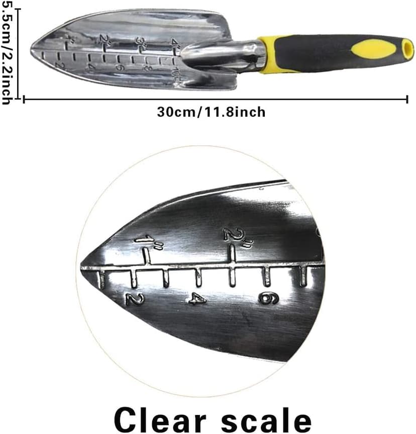 Garden Trowel Hand Shovel with Soft Rubberized Non-Slip Ergonomic Handle for Planting Transplanting, Weeding, Moving and Smoothing Soil-Gardening Gift (Spade Shovel)