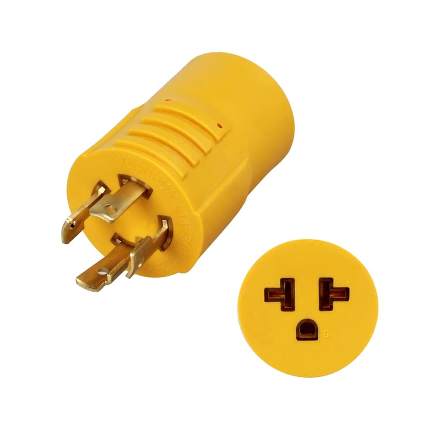 NEMA L14-30P to 5-15/20R or 6-15/20R Generator Adapter Plug, 30 Amp to 20 Amp 240V 30A 4-Prong Locking Generator