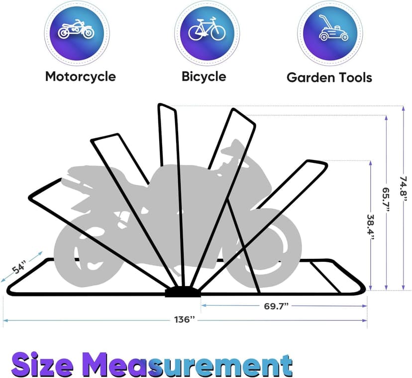 Quictent 136"x 54" Motorcycle Storage Shelter with Code Lock & Carry Bag Heavy Duty Vehicle Shed Cover Garage Tent with 2 Roll-Up Side Windows - Black