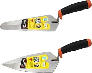 2 Pcs Masonry Hand Tool Set, 9" Pointing and Gauging Trowel Set with Soft Grip Handle, Margin Trowel for Bricklaying