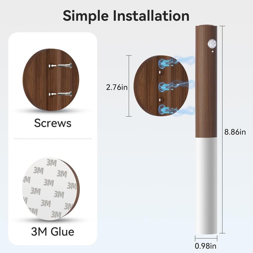 Battery-Operated Wall Sconce Wall Lights: 2200mAh Rechargeable Motion Sensor Magnetic Wireless Stairway Lights Portable Hallway Light Wooden Wall Lighting for Bedroom Stair(White Light)