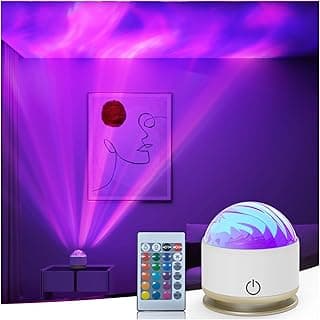 Northern Light Projector, Battery Operated Aurora Night Light Projector, 16 Colors Galaxy Lamp Ocean Wave Ceiling Projector Mood Ambient Lighting for Bedroom Party Kids Room Toddler Girl Gift