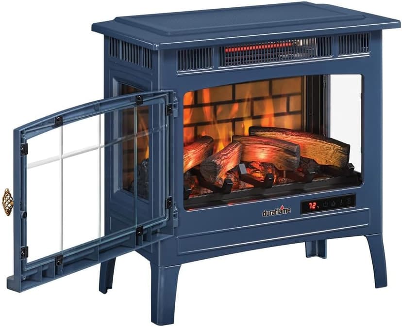duraflame Freestanding Electric Fireplace Stove Heater with 3D Flame Effect for 1,000 Sq. Ft. Room, Navy