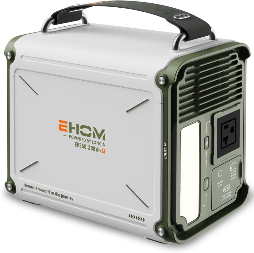 EHOM Portable Power Station 350W (Peak 700W), EP350 299Wh Solar Generator with 120V Pure Sine Wave AC/USB/Car Outlets, Backup Lithium Battery Generator for CPAP Outdoor RV Camping Emergency Blackout