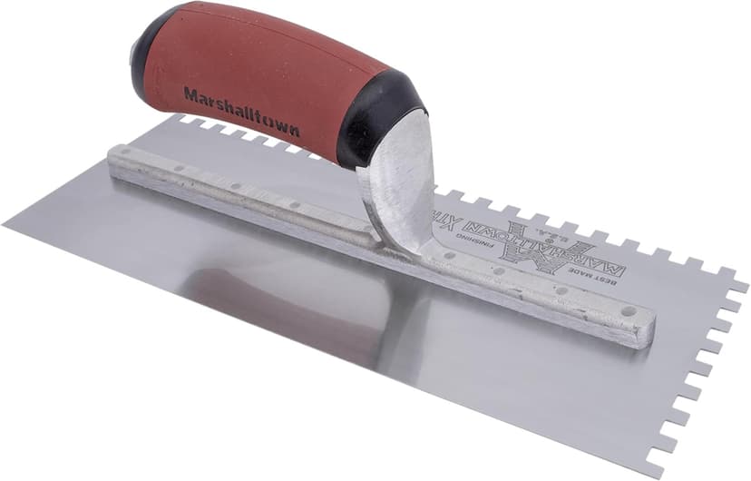 MARSHALLTOWN Standard Notched Trowel, Square Notch, 6x6x6 mm Notch Size, DuraSoft Left-Handed, Flooring and Tiling, Tile Tool, Made in the USA, 702SDL