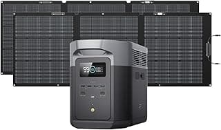 EF ECOFLOW Solar Generator Delta 2 Max 2048Wh with 2x160W Solar Panel, 2400W Portable Power Station LFP Battery, Up to 3400W AC Output, AC + Solar Fast Dual Charging 0-100% in 1 Hr for Camping RV